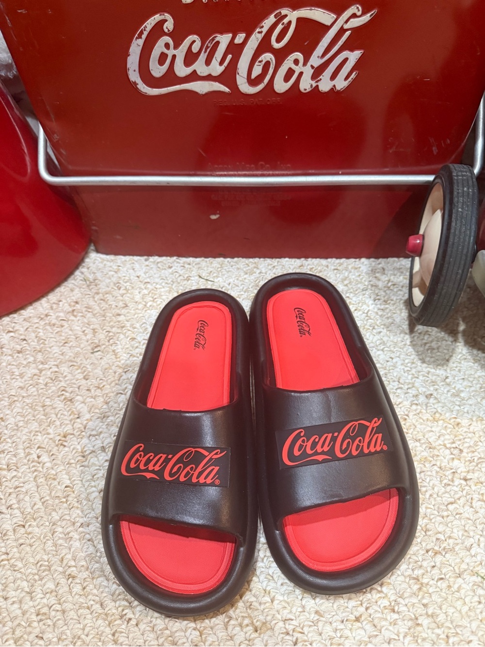 Coca Cola Black and Red Slide Sandals for Men